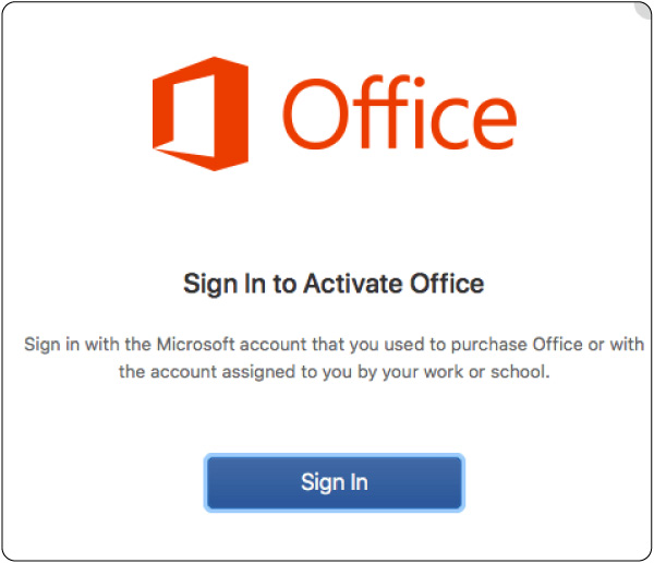 sign in to activate office for mac help